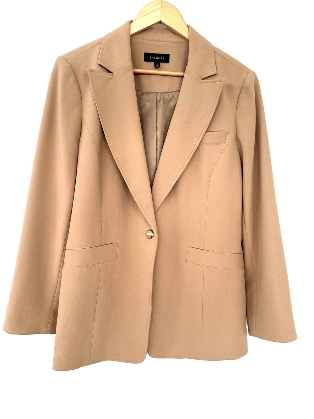 Talbots Women's Camel Single-Button Blazer, Tailored, Classic, Lined